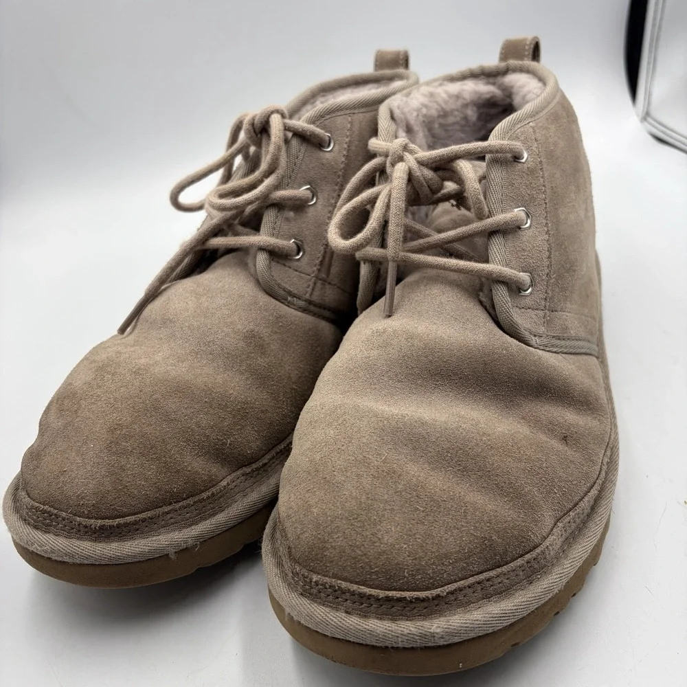 UGG Neumel Boots Beige Tan Suede Sheepskin Chukka Ankle Shoes Men's Size 11